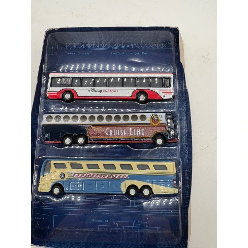 Disney Parks World Bus Diecast 3 Pack Set Magical Express Cruise Line Transport